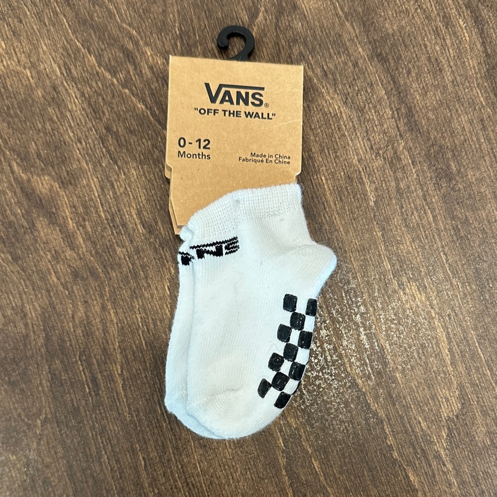 Vans Baby Socks - White with Black Checkered Pattern